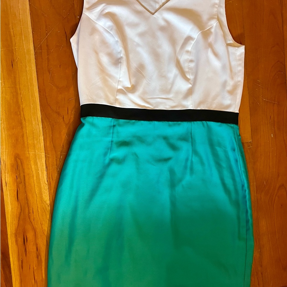 Cato White and Teal Pencil Skirt